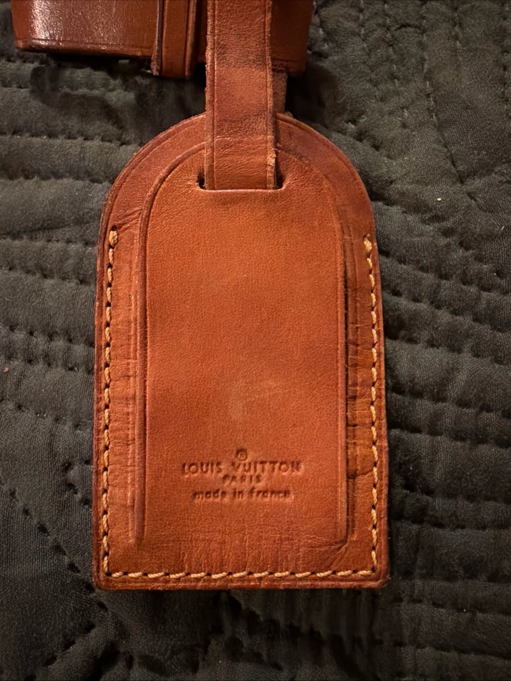 Louis Vuitton Brown Leather Luggage Tag - Tan Stitching